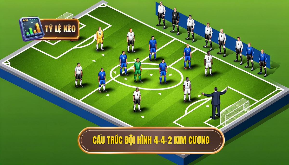 Chiến thuật 4-4-2 kim cương: Phân tích toàn diện và ứng dụng thực tiễn 2 2. Cấu trúc đội hình trong Chiến thuật 4-4-2 kim cương